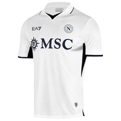 EA7 SSC Napoli 2024/2025 away jersey in white with navy logos and collar details