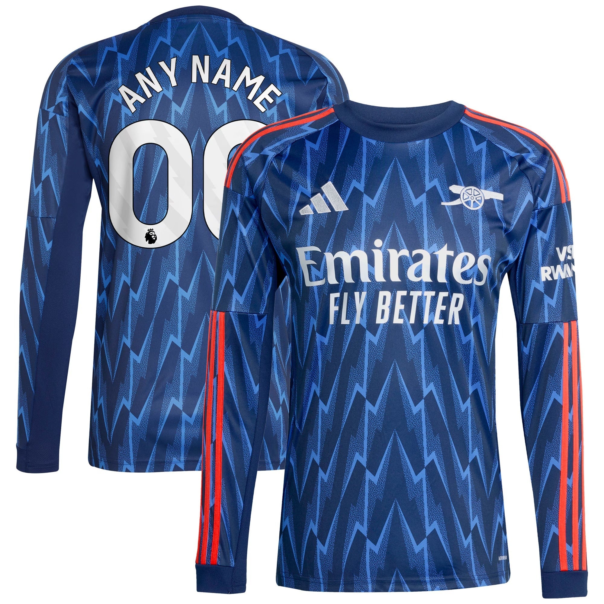 Arsenal adidas 2025/26 Away Long Sleeve Customized Jersey - Blue