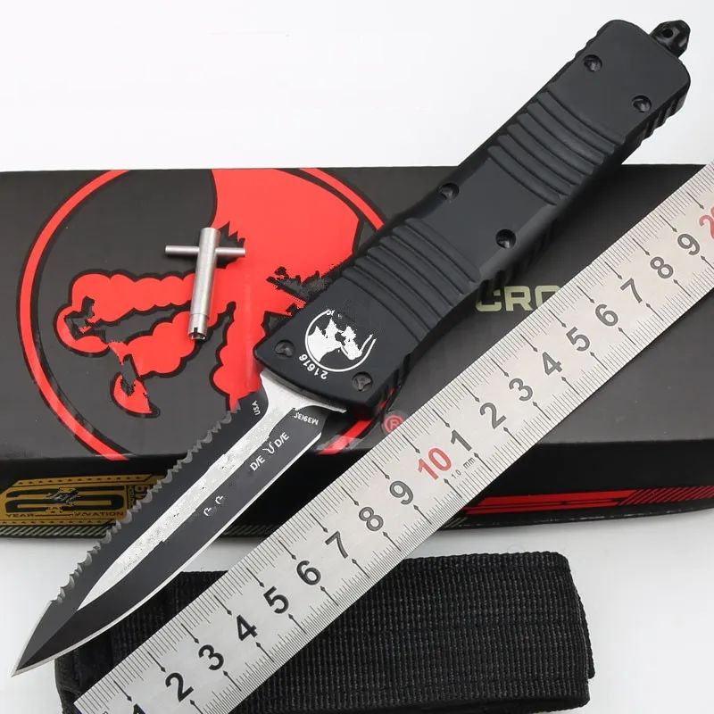 Micro Tech Hunting Knife Black & Red