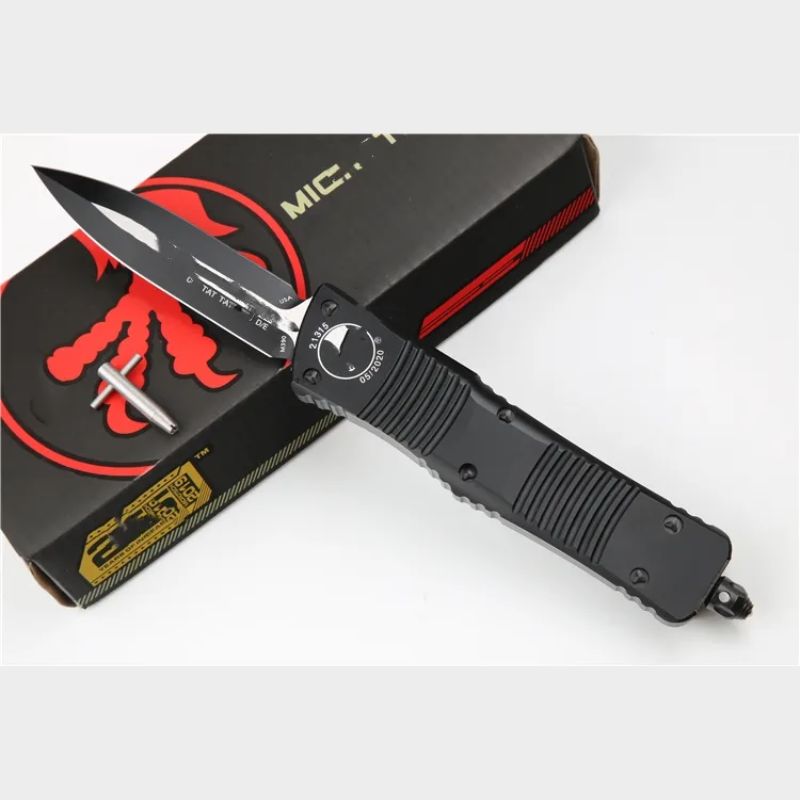 Micro Tech Hunting Knife Black & Red