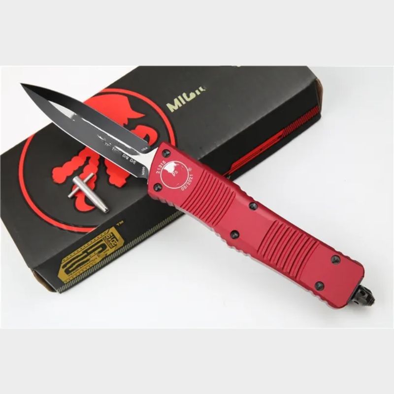 Micro Tech Hunting Knife Black & Red