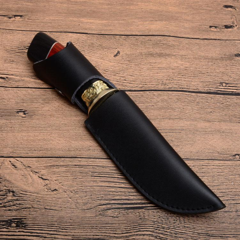 Bowie Straight Hunting Knife Steel 440C Wood Handle