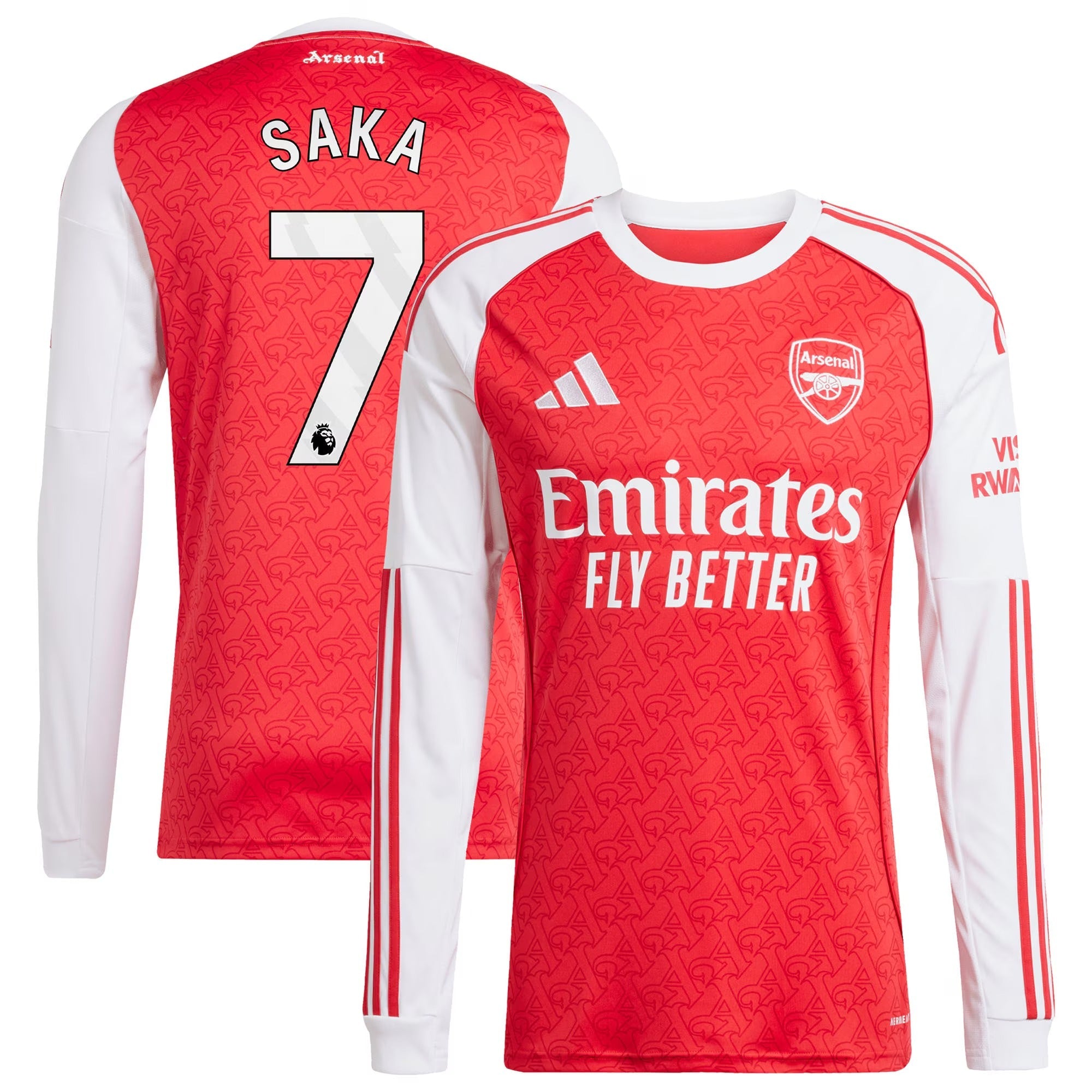Bukayo Saka Arsenal adidas 2025/26 Home Long Sleeve Player Jersey - Red