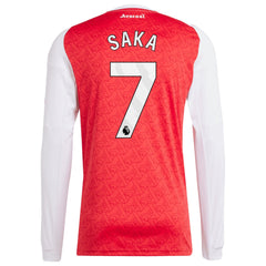 Bukayo Saka Arsenal adidas 2025/26 Home Long Sleeve Player Jersey - Red