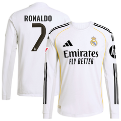 Cristiano Ronaldo 7 Real Madrid adidas 2025/26 Home Long Sleeve Jersey - White