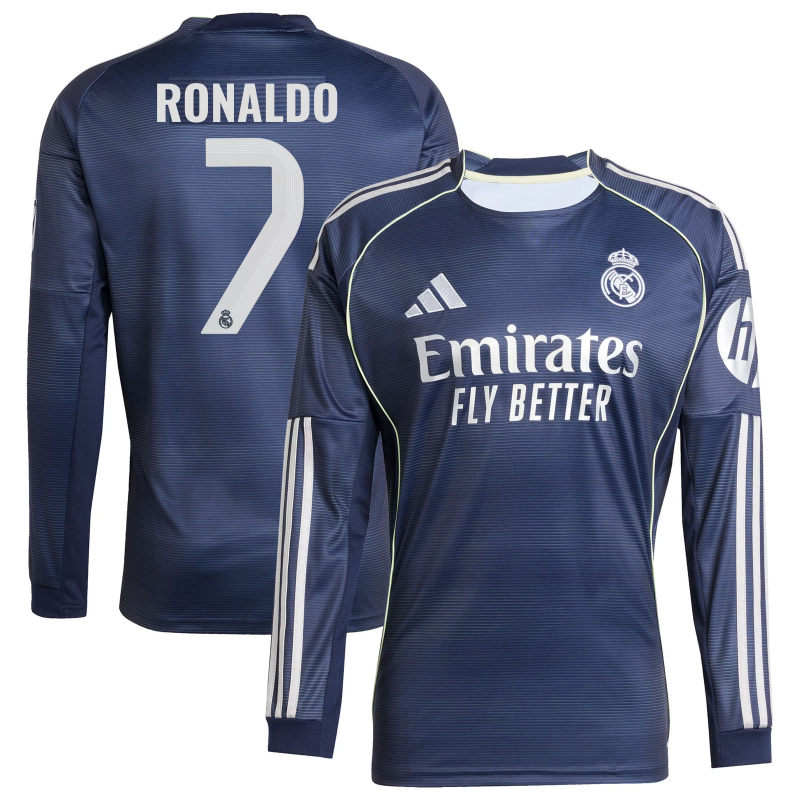 Cristiano Ronaldo 7 Real Madrid adidas 2025/26 Home Long Sleeve Player Jersey - Blue