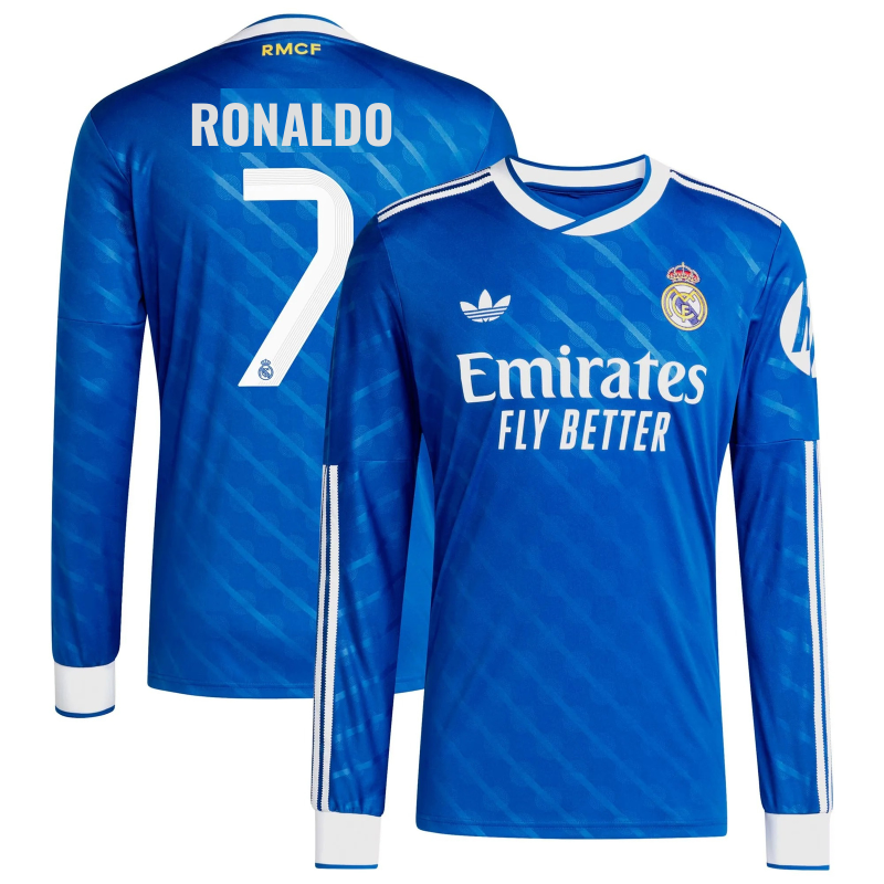 Cristiano Ronaldo 7 Real Madrid adidas 2025/26 Third Long Sleeve Player Jersey - Blue