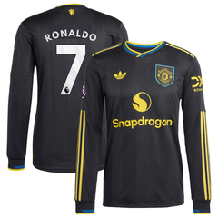 Cristiano Ronaldo Manchester United adidas 2025/26 Third Long Sleeve Player Jersey - Black