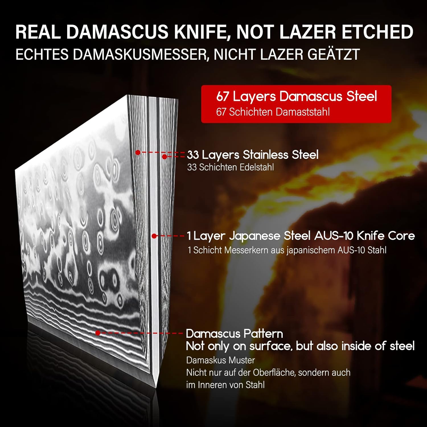 Damascus Chef Knife 8 Inch Japanese Steel 67 Layers Kitchen