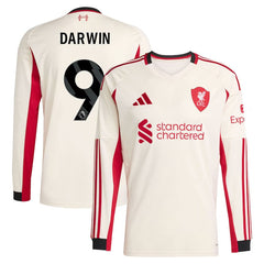 Darwin Núñez Liverpool adidas 2025/26 Away Long Sleeve Player Jersey - White