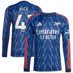Declan Rice Arsenal adidas 2025/26 Away Long Sleeve Player Jersey - Blue
