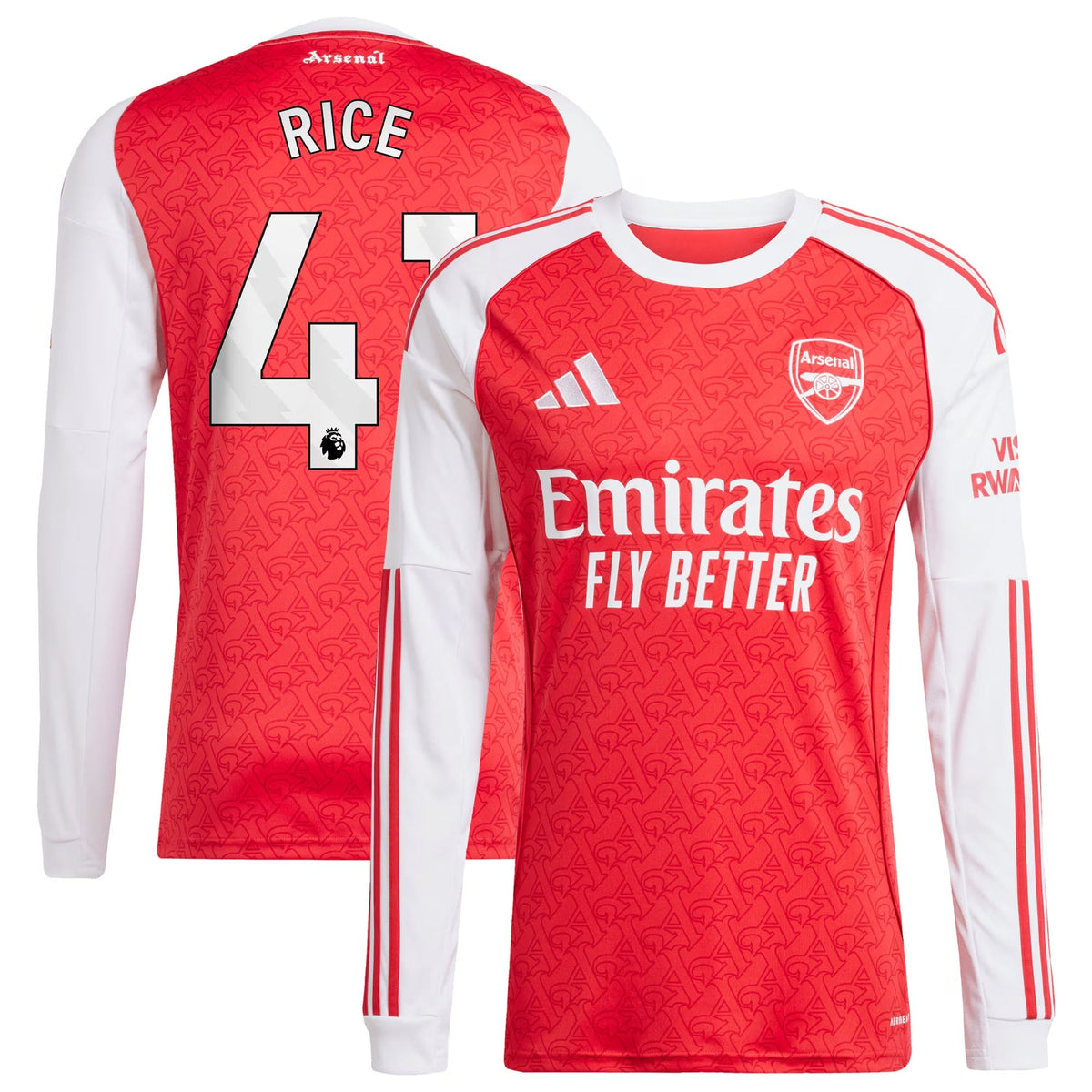 Declan Rice Arsenal adidas 2025/26 Home Long Sleeve Player Jersey - Red