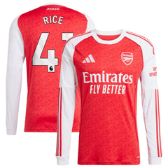 Declan Rice Arsenal adidas 2025/26 Home Long Sleeve Player Jersey - Red