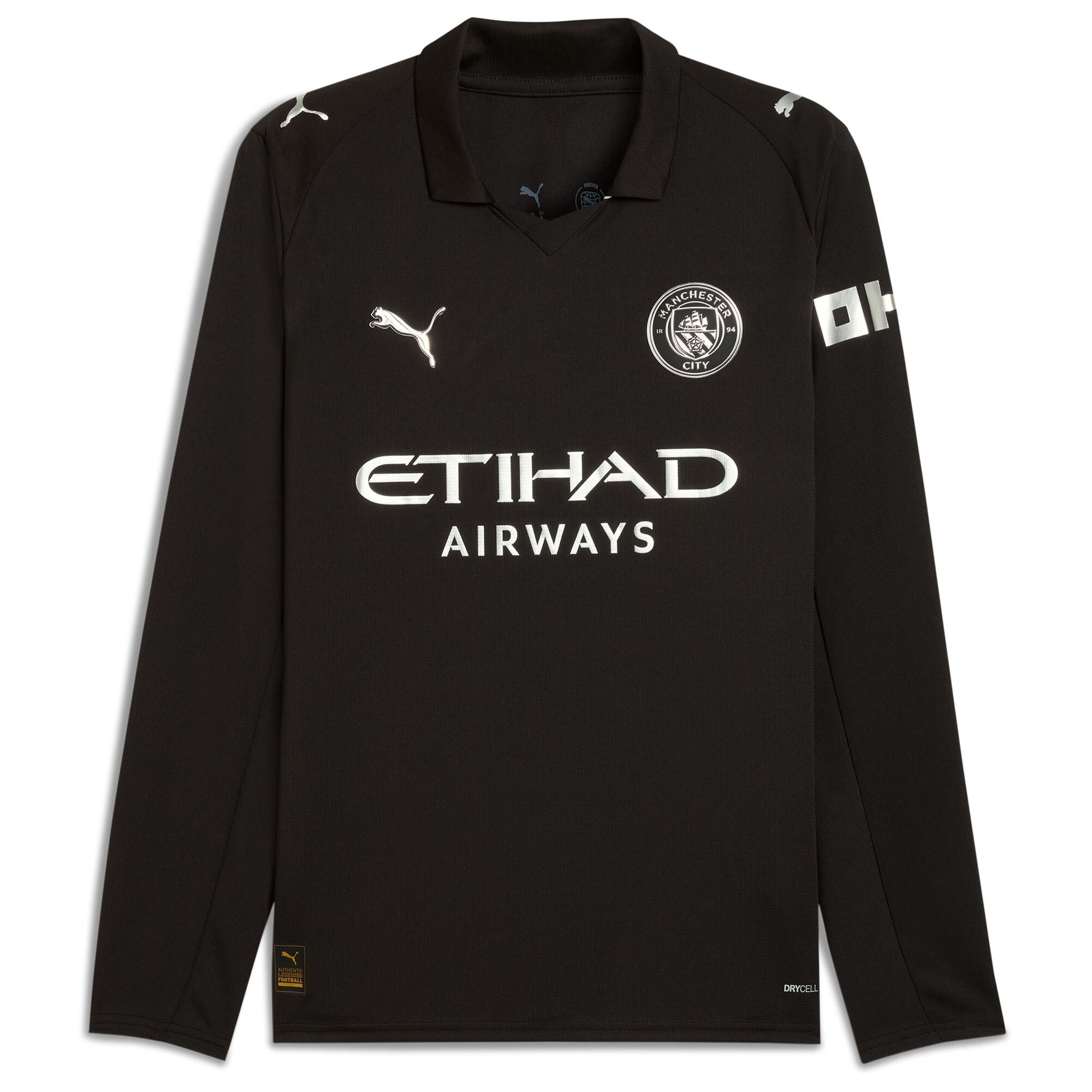 Erling Haaland Manchester City Puma 2025/26 Away Long Sleeve Player Jersey - Black