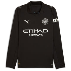 Erling Haaland Manchester City Puma 2025/26 Away Long Sleeve Player Jersey - Black