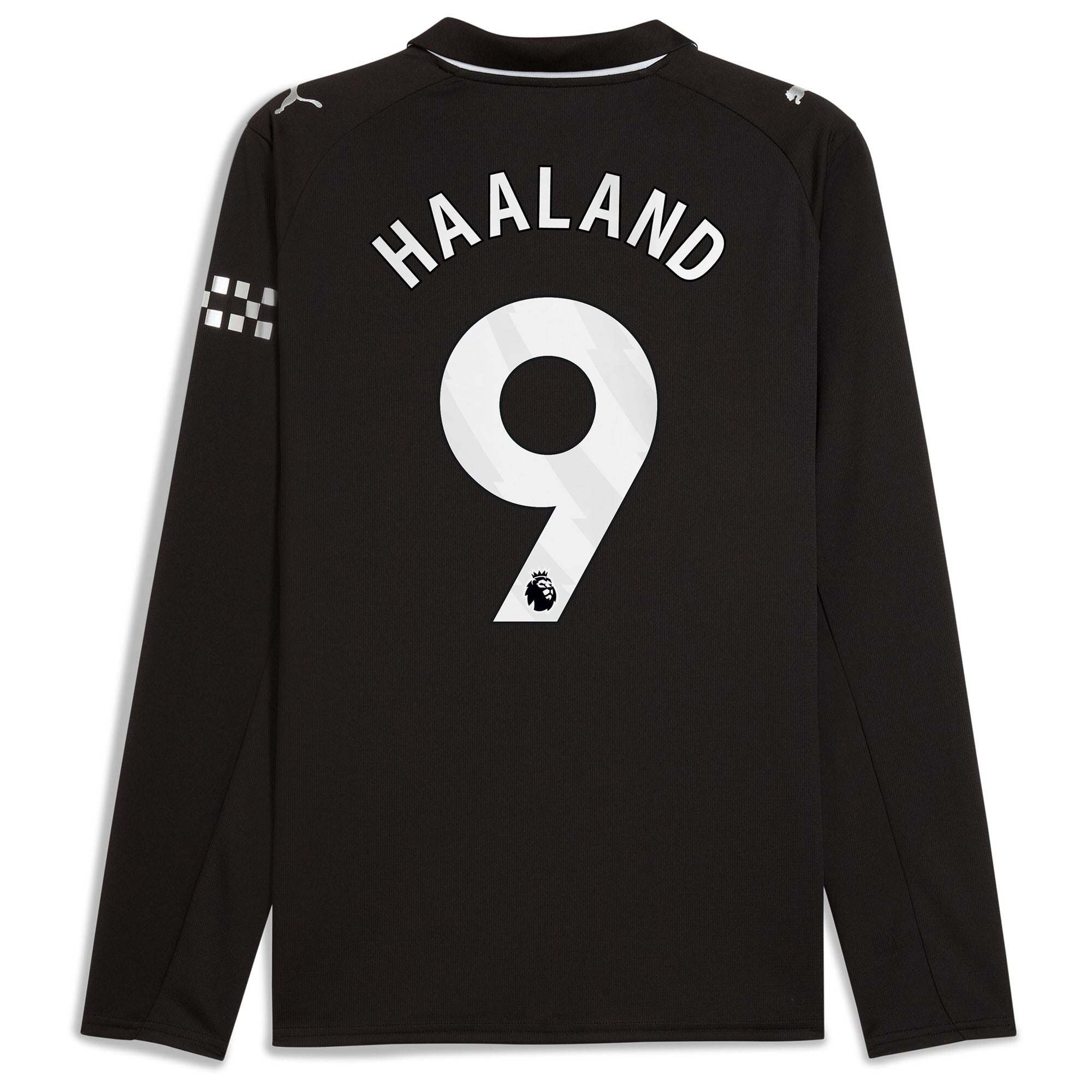 Erling Haaland Manchester City Puma 2025/26 Away Long Sleeve Player Jersey - Black