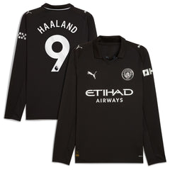 Erling Haaland Manchester City Puma 2025/26 Away Long Sleeve Player Jersey - Black