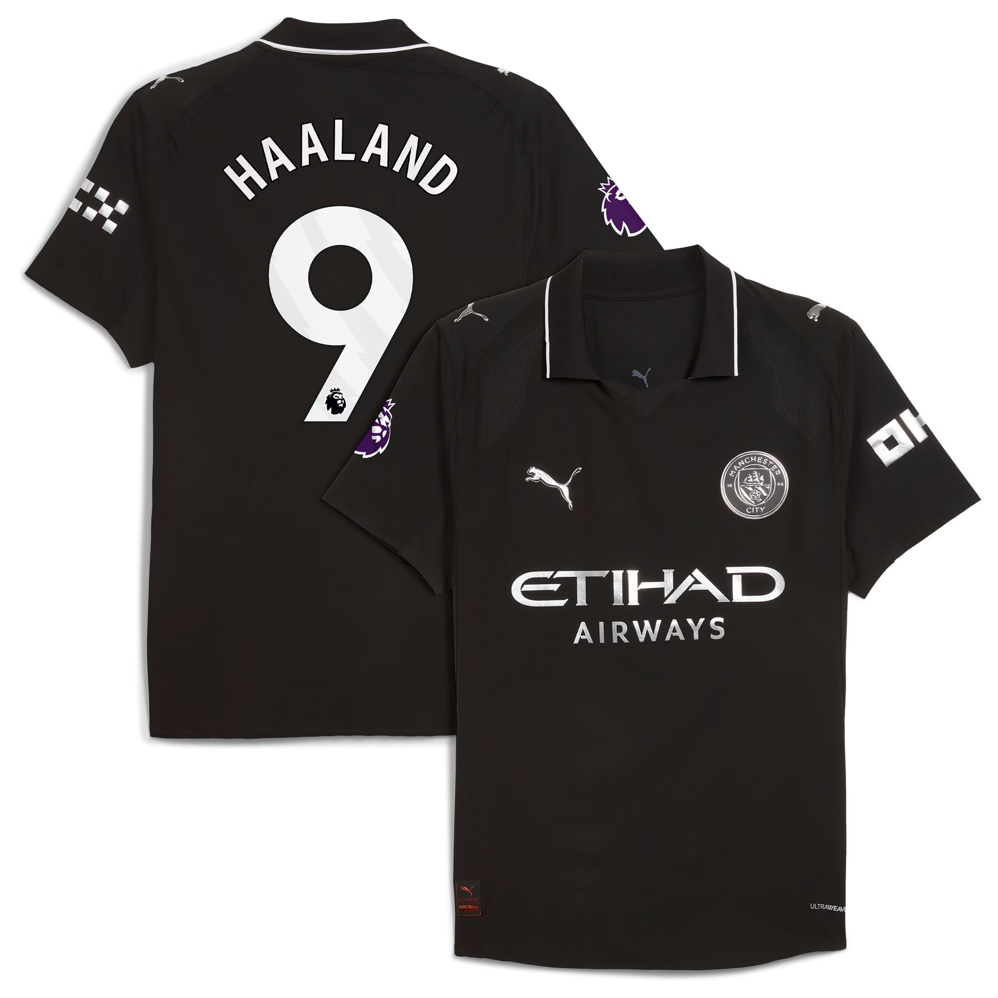 Erling Haaland Manchester City Puma 2025/26 Away Player Jersey - Black