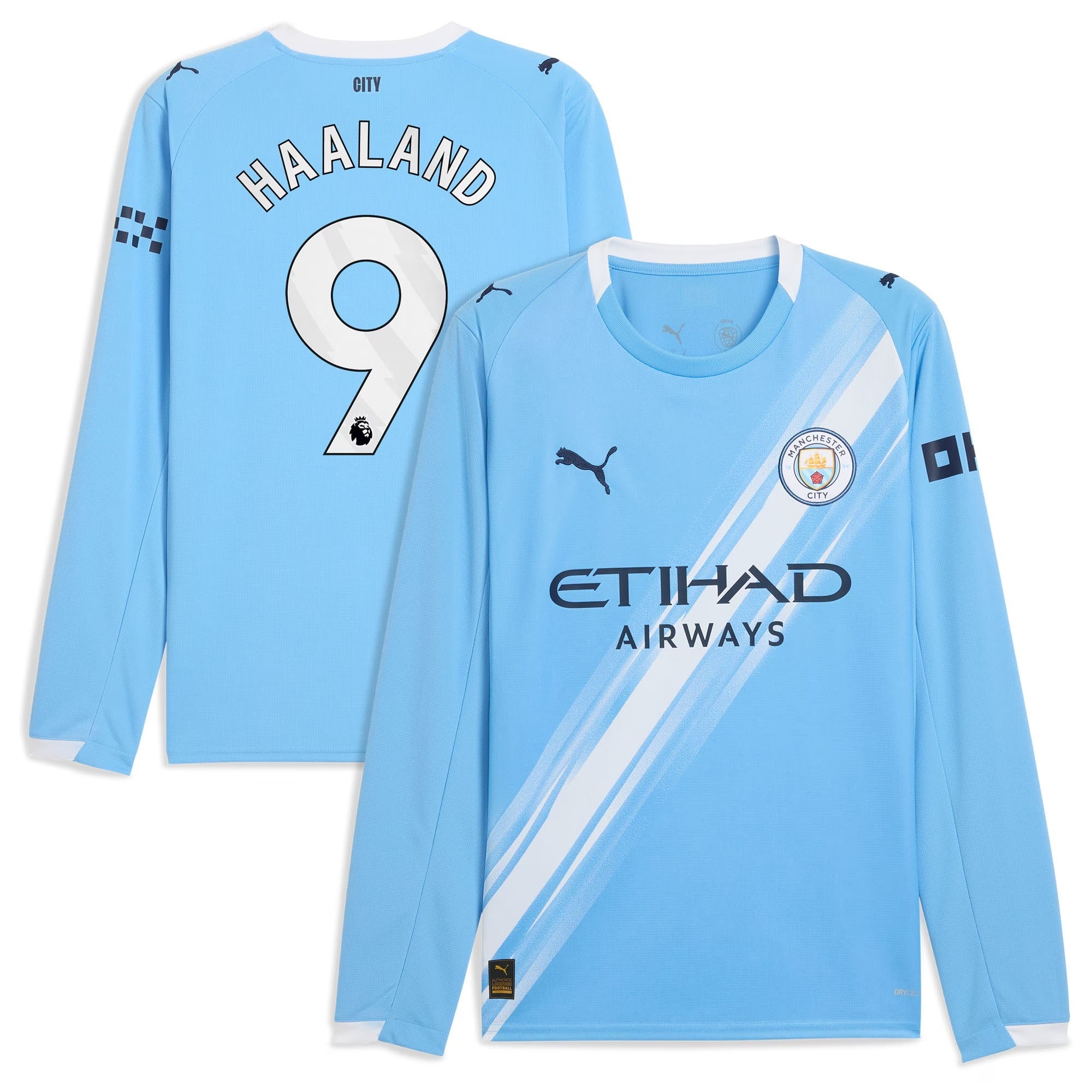 Erling Haaland Manchester City Puma 2025/26 Home Long Sleeve Player Jersey - Sky Blue
