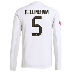 Jude Bellingham Real Madrid adidas 2025/26 Home Long Sleeve Jersey - White
