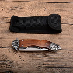 Knife Satin Blade Wood Handle For Outdoor Hunting