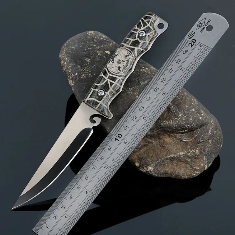 Knife Stainless Steel Fixed Blade Wood Handle For Hunting
