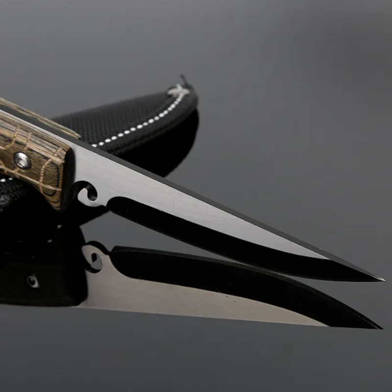 Knife Stainless Steel Fixed Blade Wood Handle For Hunting