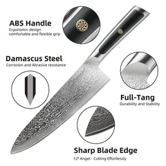 KnivesCollection™ 8" Damascus Chef Knife – Japanese VG10 High-Carbon Steel Kitchen Gyuto Knife