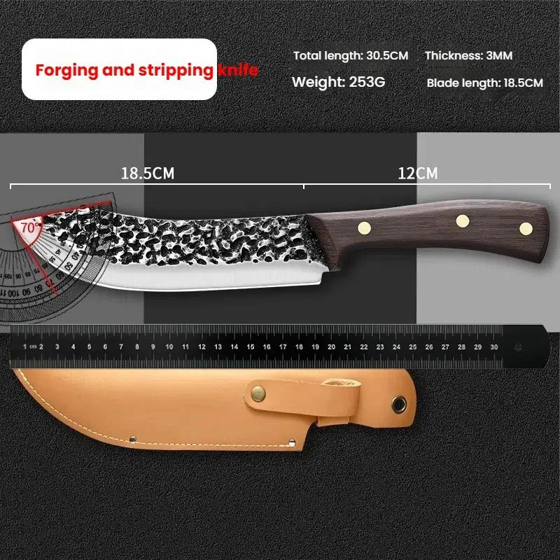 KnivesCollection™ Forged Boning & Cleaver Knife – 7" Stainless Steel Kitchen Knife with Pakkawood Handle