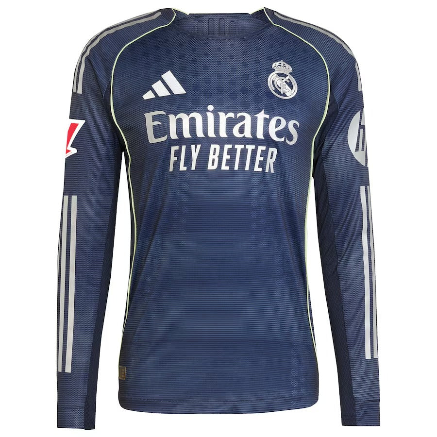 Kylian Mbappé Real Madrid adidas 2025/26 Away Long Sleeve Player Jersey - Blue