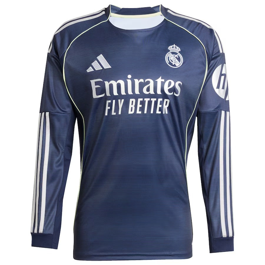 Kylian Mbappé Real Madrid adidas 2025/26 Away Long Sleeve Player Jersey - Blue