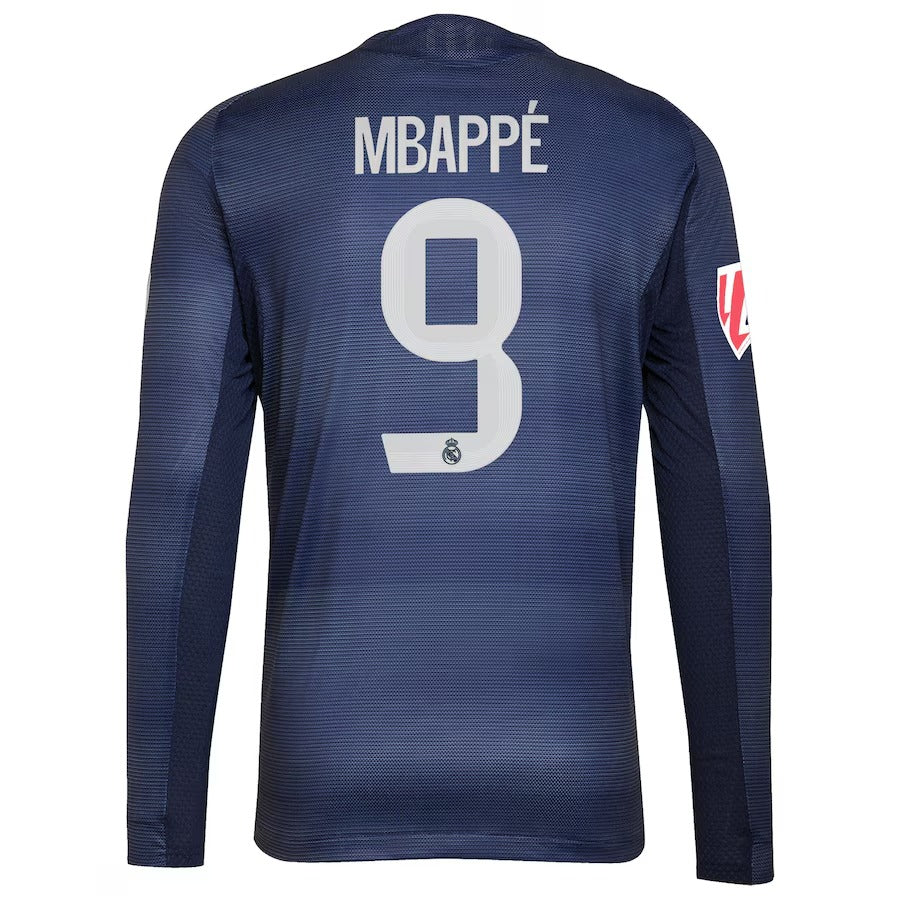 Kylian Mbappé Real Madrid adidas 2025/26 Away Long Sleeve Player Jersey - Blue