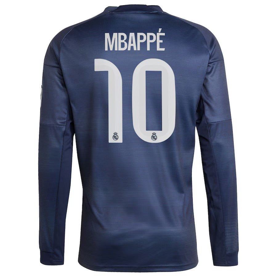 Kylian Mbappé Real Madrid adidas 2025/26 Away Long Sleeve Player Jersey - Blue