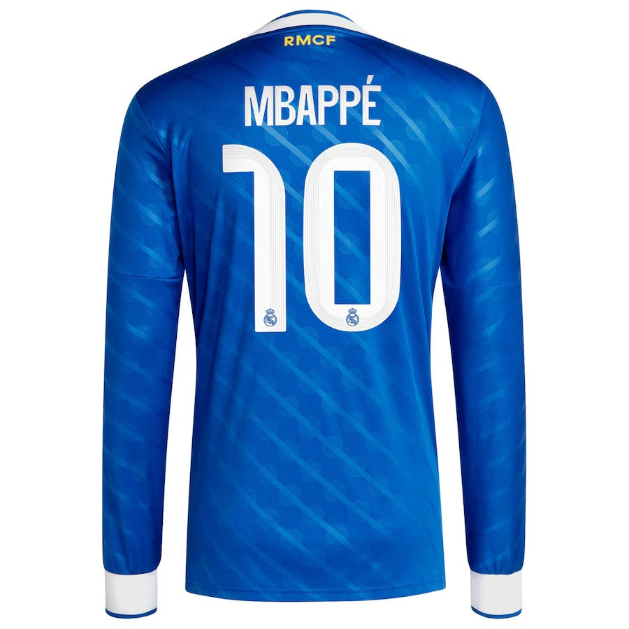 Kylian Mbappé Real Madrid adidas 2025/26 Third Long Sleeve Player Jersey - Blue