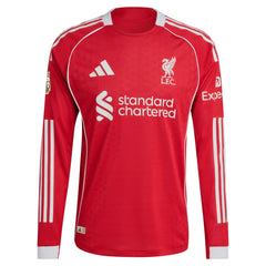 Liverpool 2025/26 Home Custom Long Sleeve Jersey - Red