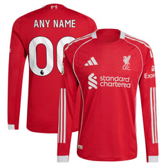 Liverpool 2025/26 Home Custom Long Sleeve Jersey - Red