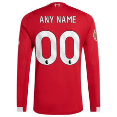 Liverpool 2025/26 Home Custom Long Sleeve Jersey - Red