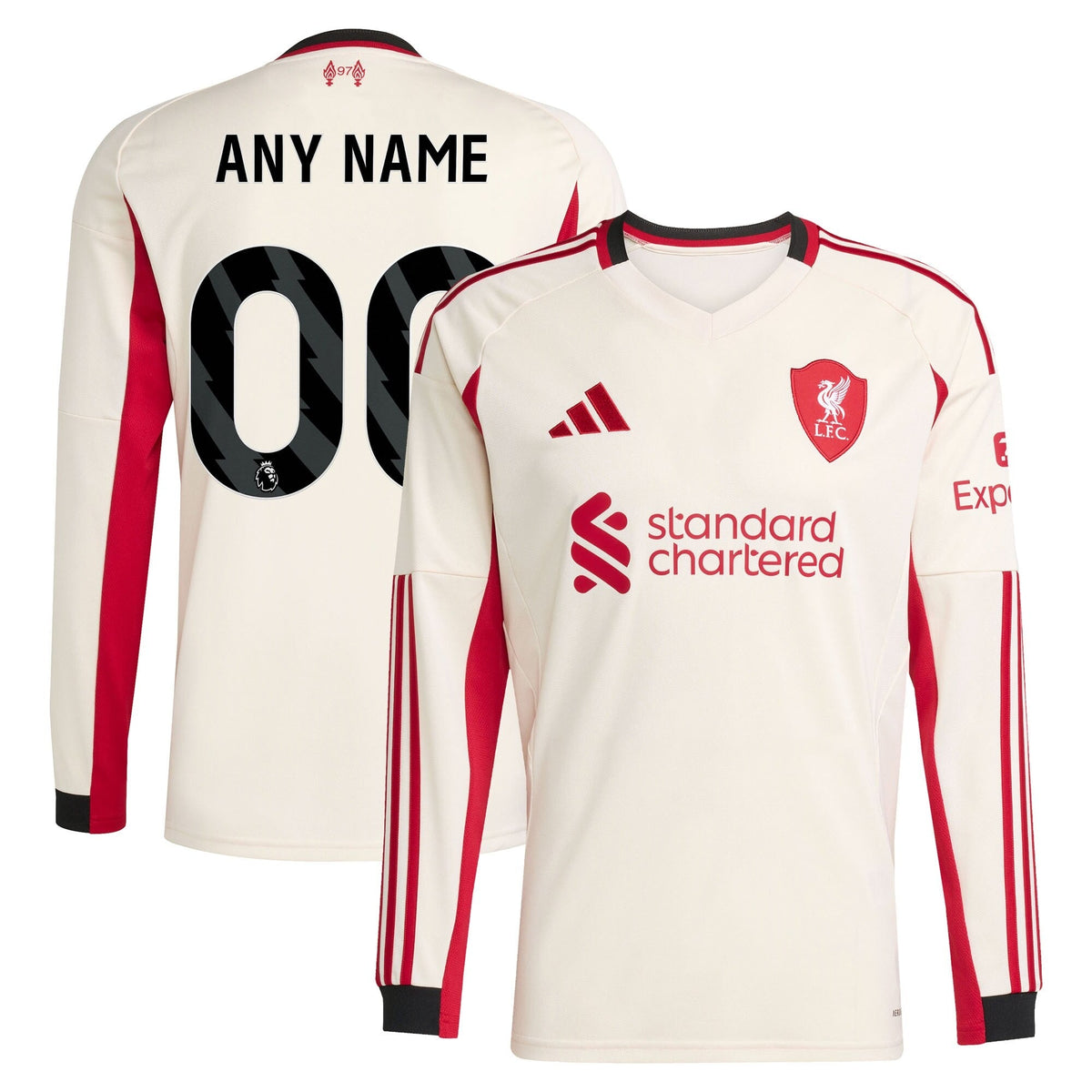 Liverpool adidas 2025/26 Away Long Sleeve Custom Jersey - White