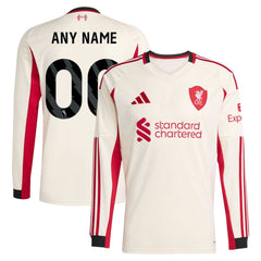Liverpool adidas 2025/26 Away Long Sleeve Custom Jersey - White