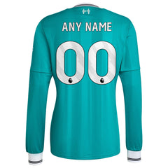 Liverpool adidas 2025/26 Third Long Sleeve Custom Jersey - Green