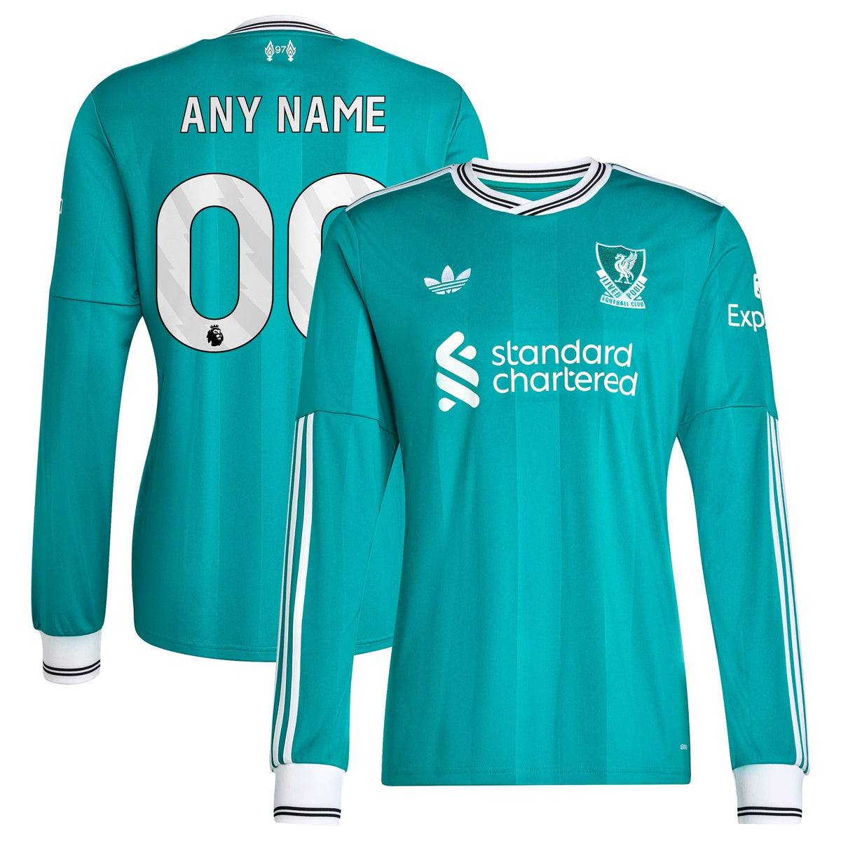 Liverpool adidas 2025/26 Third Long Sleeve Custom Jersey - Green