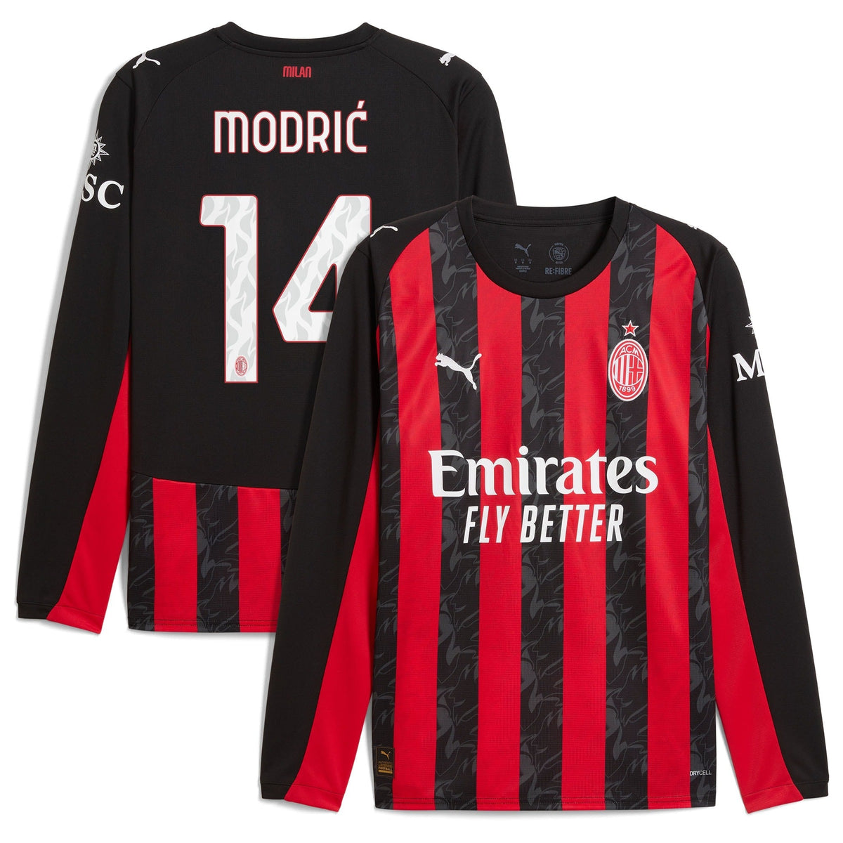 Luka Modric AC Milan Puma 2025/26 Home Long Sleeve Jersey - Red