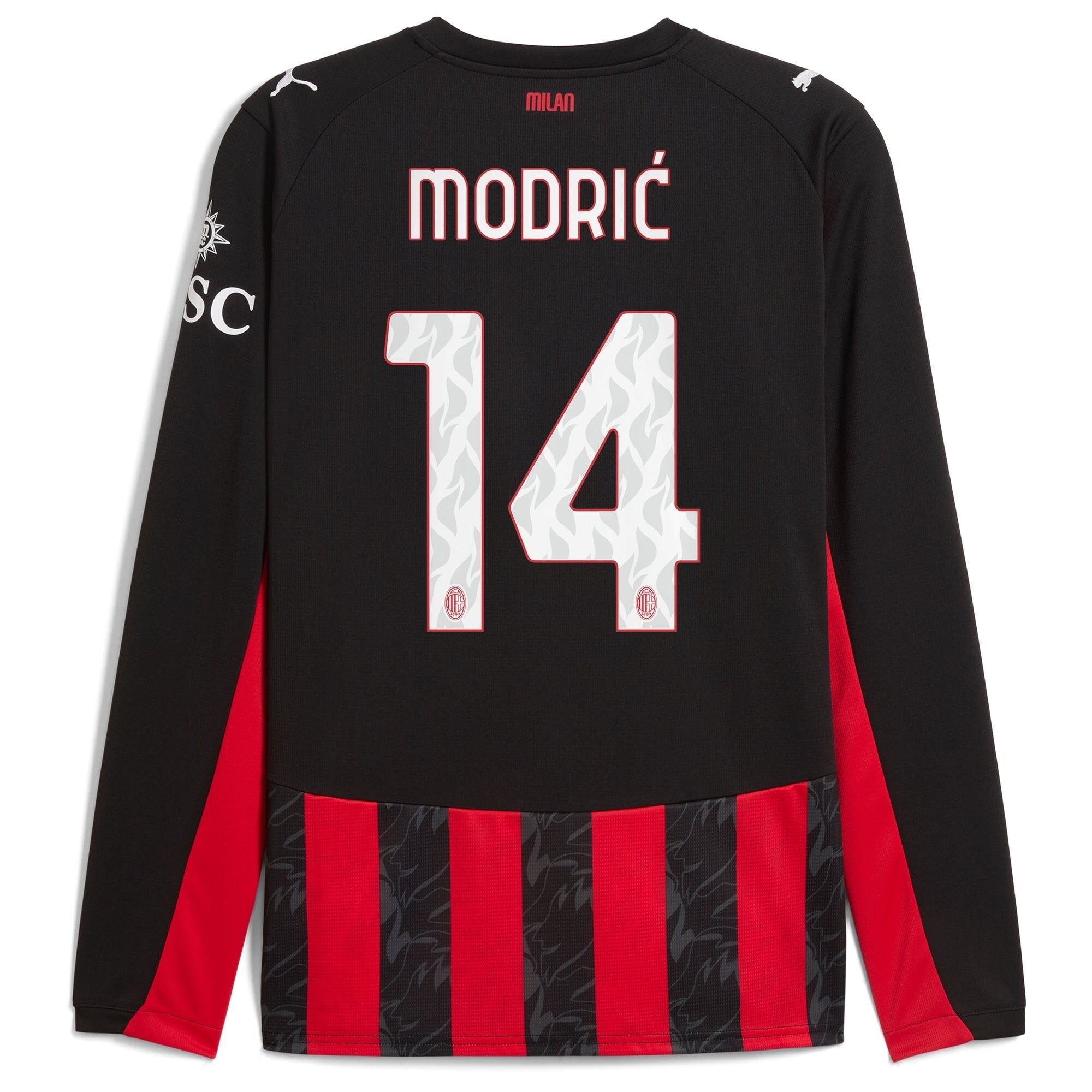 Luka Modric AC Milan Puma 2025/26 Home Long Sleeve Jersey - Red