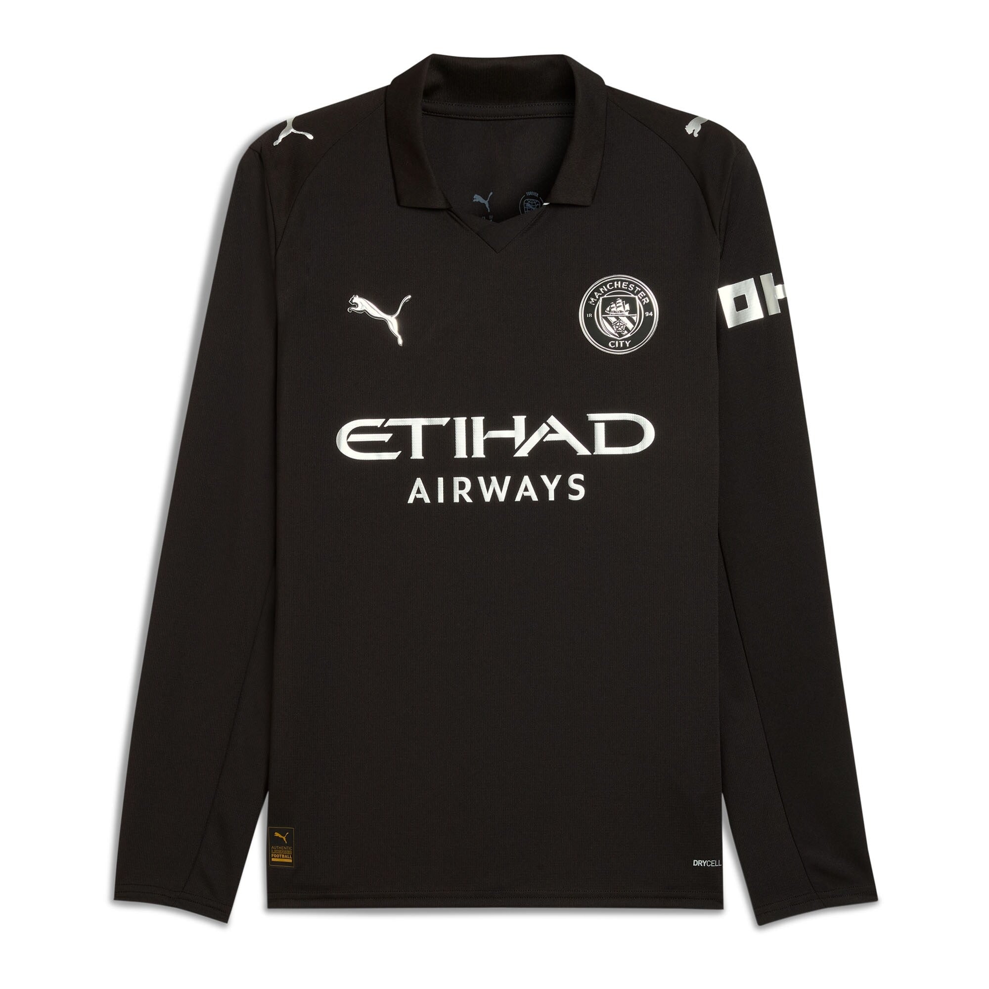 Manchester City Puma 2025/26 Away Long Sleeve Custom Jersey - Black