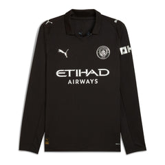 Manchester City Puma 2025/26 Away Long Sleeve Custom Jersey - Black