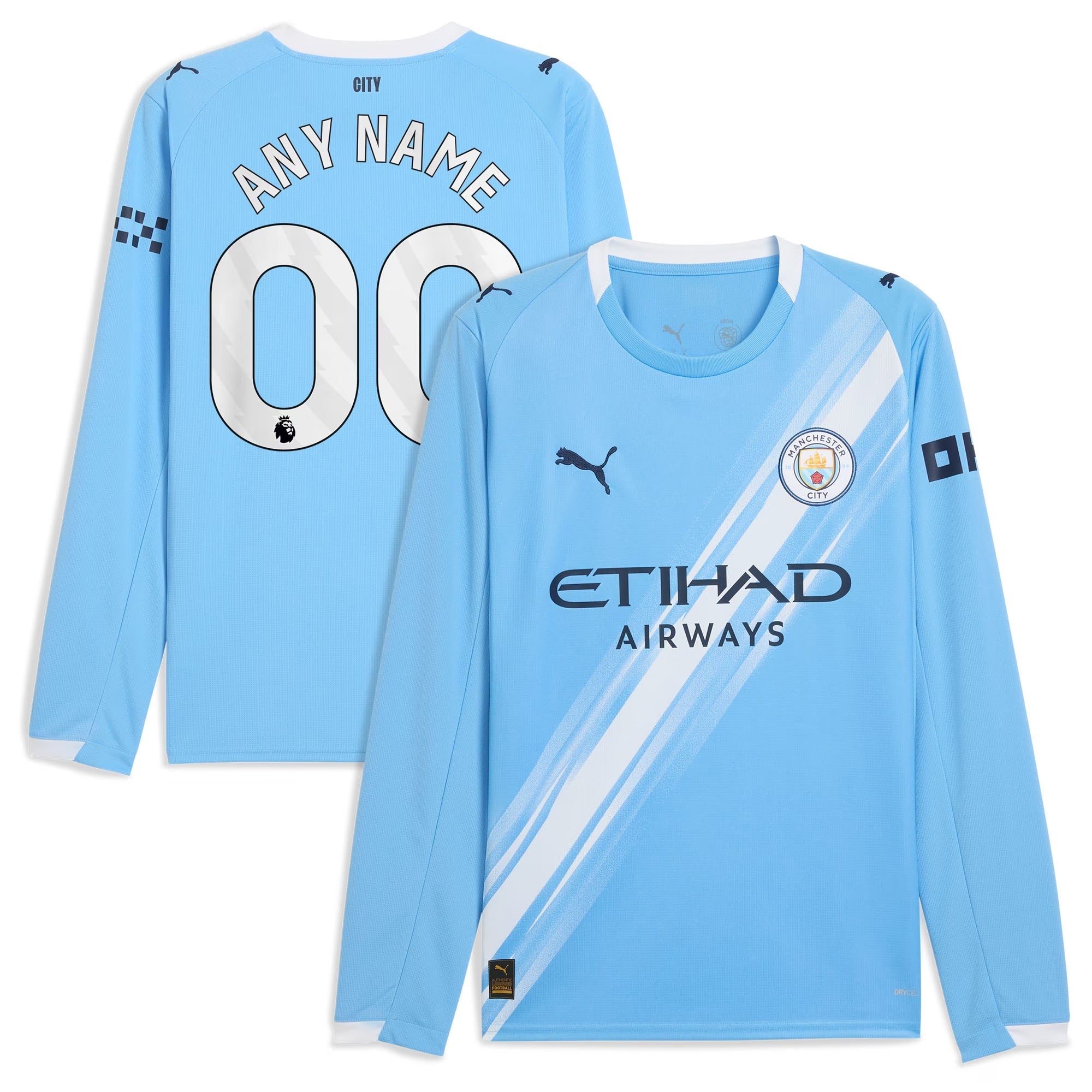 Manchester City Puma 2025/26 Home Long Sleeve Custom Jersey - Sky Blue