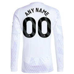 Manchester United adidas 2025/26 Away Long Sleeve Custom Jersey - White