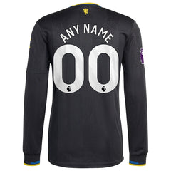 Manchester United adidas 2025/26 Third Long Sleeve Custom Jersey - Black