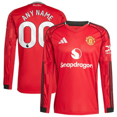 Manchester United adidas Home 2025/26 Custom Long Sleeve Jersey - Red