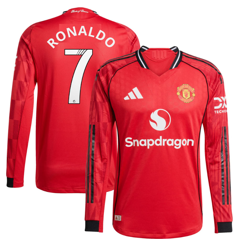 Manchester United adidas WSL Home Shirt 2025-26 - Long sleeve with Cristiano Ronaldo 7 printing Jersey